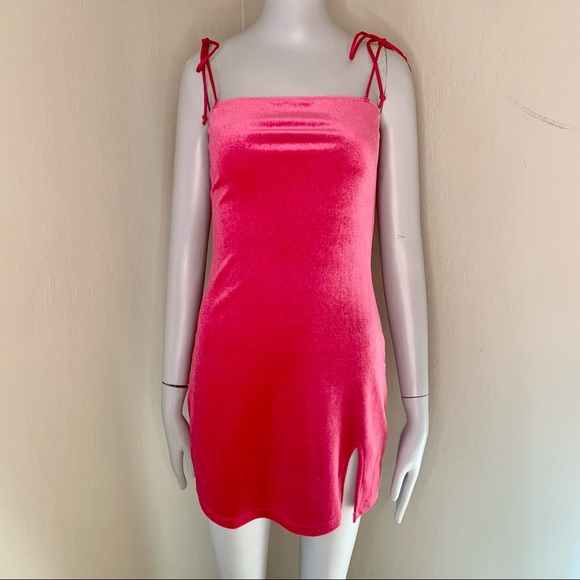 NWT MOTEL Verso Velvet Pink Stretch Mini Dress Fuchsia Bodycon Size M - Picture 10 of 16
